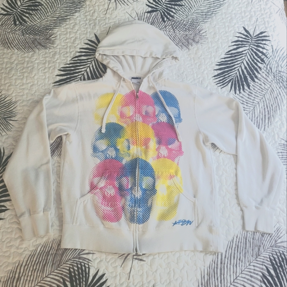 Bright skull zip-up hoodie size S